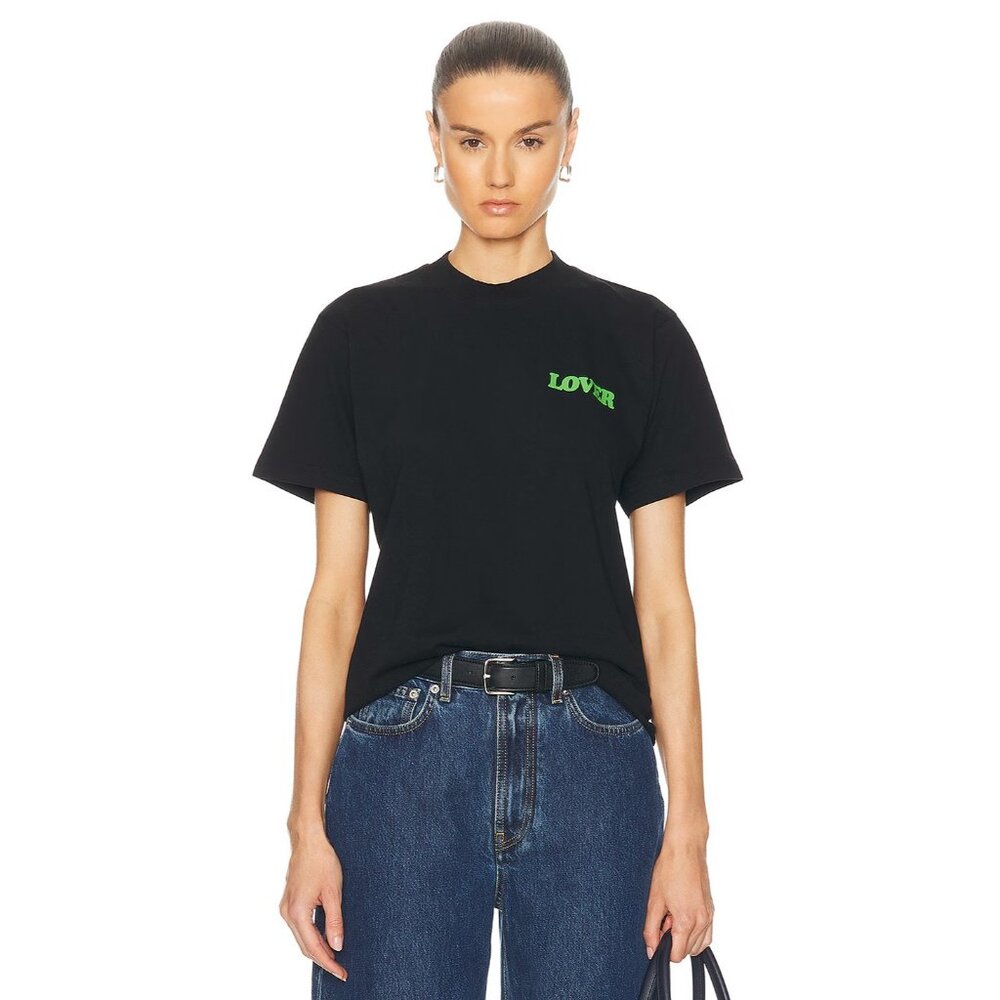 Bianca Chandon Lover Side Logo Shirt in Black S NWOT $54